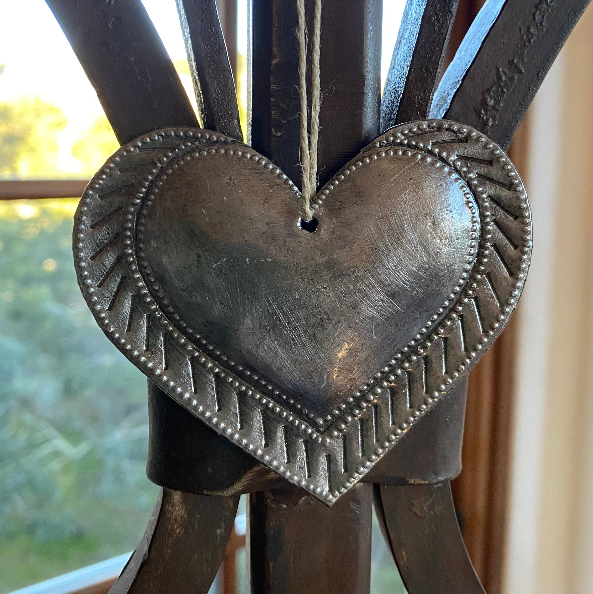 Haiti Fair Trade~ It's Cactus - Wholesale Ornament Set - Set of 3 Handmade Small Heart Ornaments 2.5x2.5 Haiti Art3