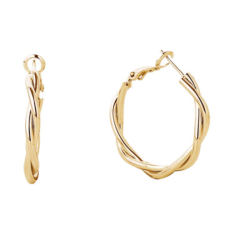 GLD 14K Gold-Dipped Twist Hoop Omega Closure Earrings for wholesale on Faire