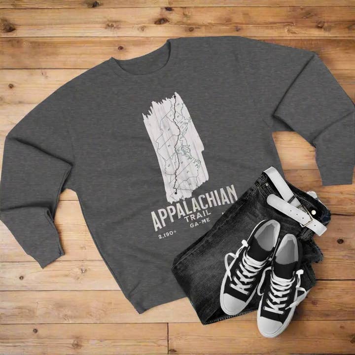 Appalachian National Scenic Trail Unisex Crewneck Tröja Vit Blaze Karta för wholesale av Parks Apparel