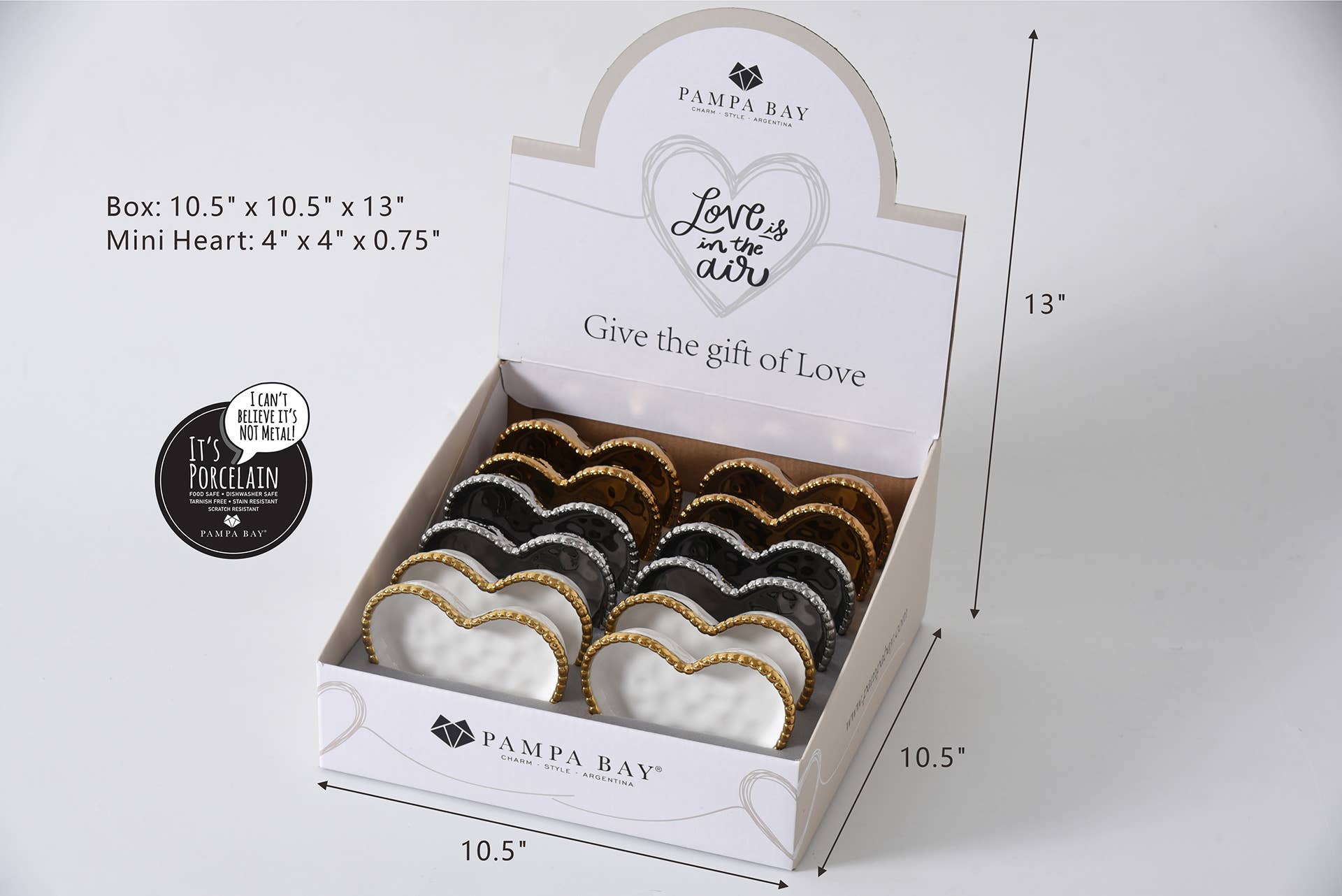 Pampa Bay - Venta al por mayor Bandejas/platos/boles decorativos - Caja CDU - 12 Mini Platos Corazón1