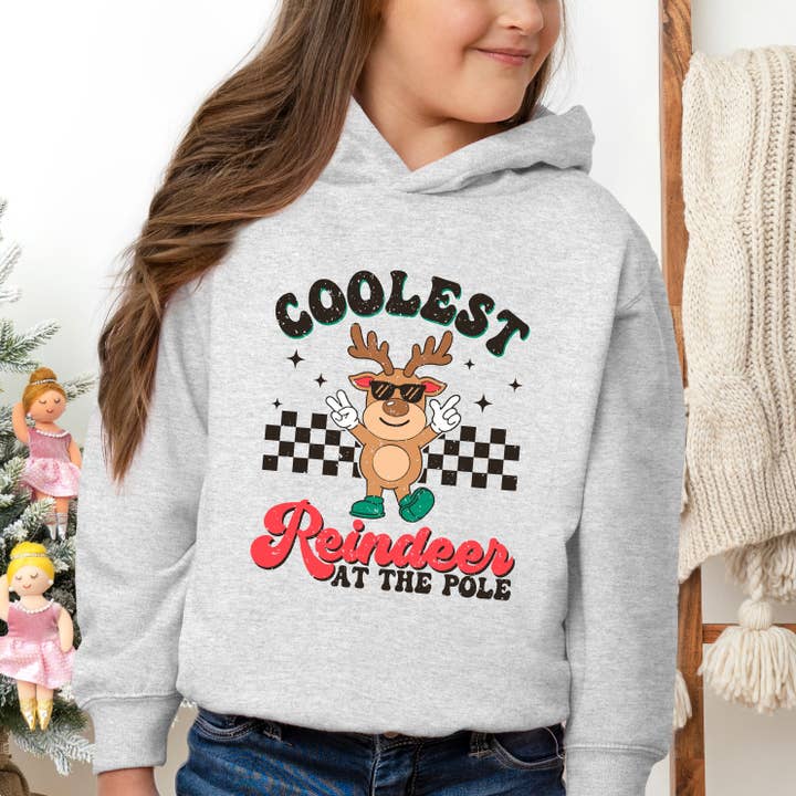 Coolest Reindeer At The Pole | Toddler Graphic Hoodie for wholesale by The Juniper Shop Wholesale