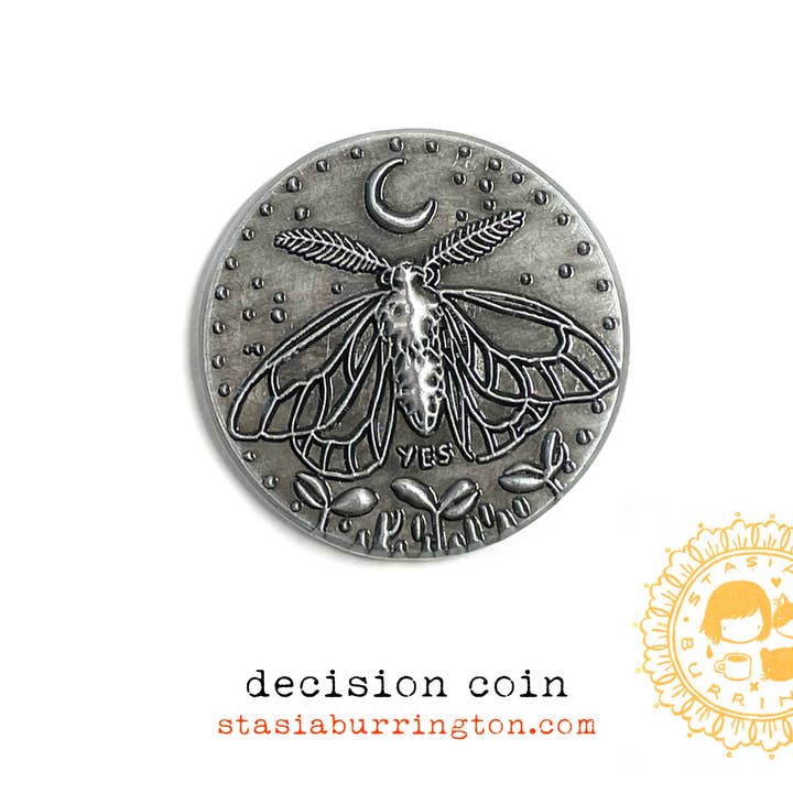 Stasia Burrington Illustration - Wholesale Keepsake Coin/Token - Coin - Moth - Solar System - decision making talisman4