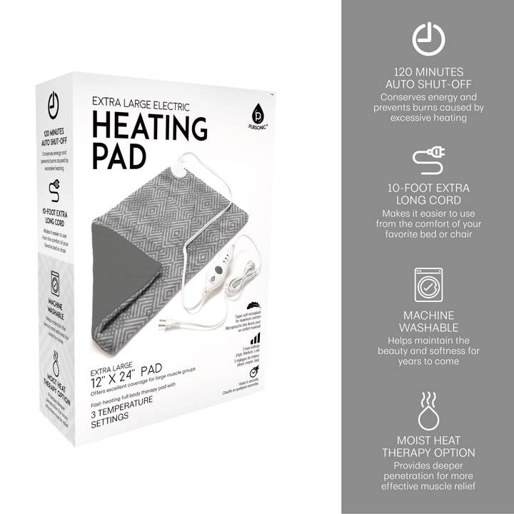 Pursonic - Wholesale Heating Pad - Extra Large Electric Heating Pad 12 X24 Inch Pad