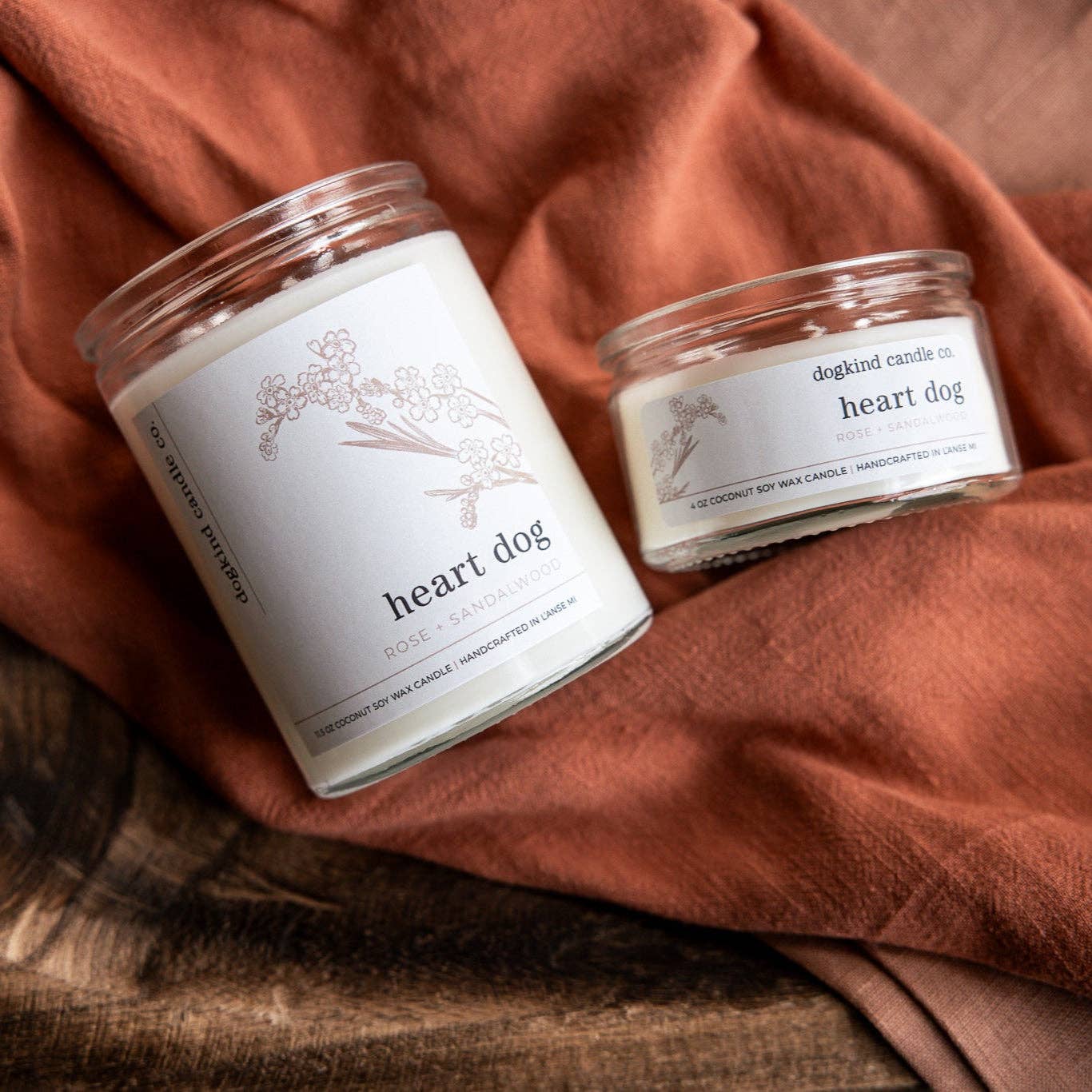 Dogkind Candle Co – wholesale Jar/filled candle – Heart Dog - rose + sandalwood3
