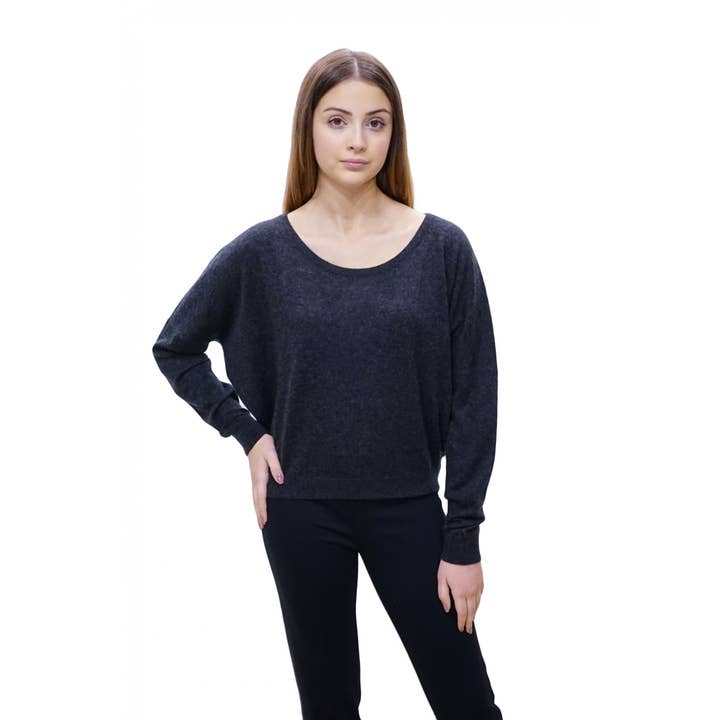 Anthrazit Rundhalspullover aus Kaschmir und Seide für den Großhandel von Maria Di Ripabianca