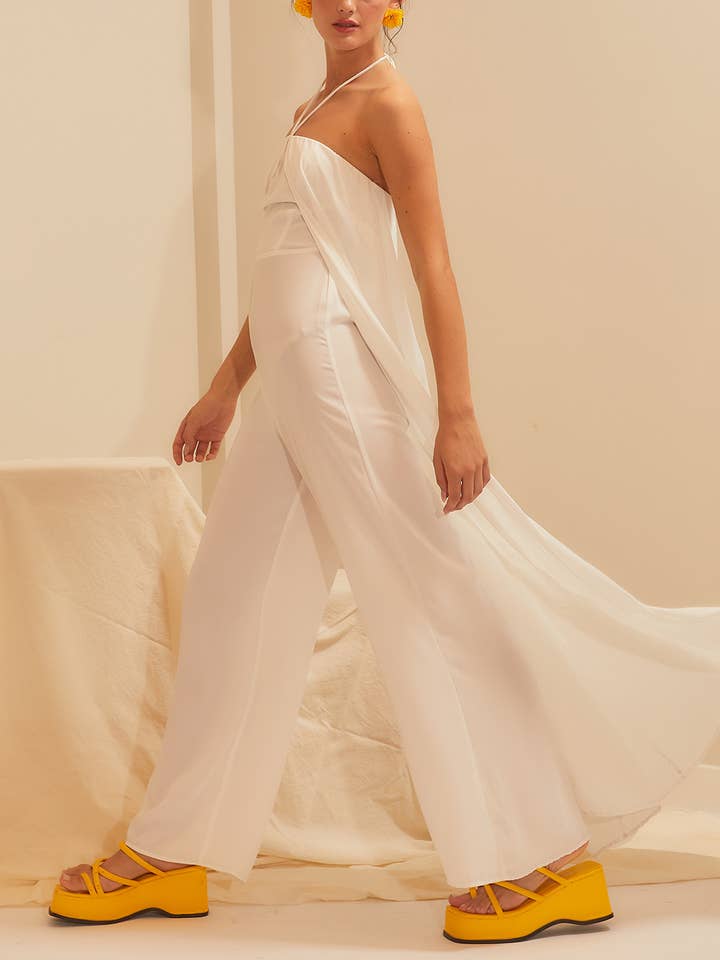 Main Strip – wholesale Jumpsuit - Dam – Crepe Med Draping Overlay och Breda Ben0