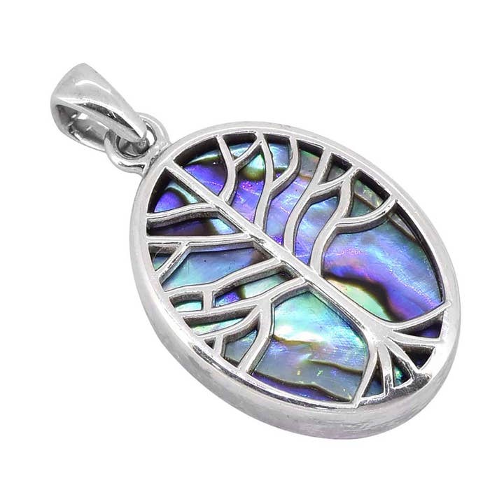 925 Sterling Silver Abalone Shell Tree of Life Style Pendant for wholesale by Tiramisu