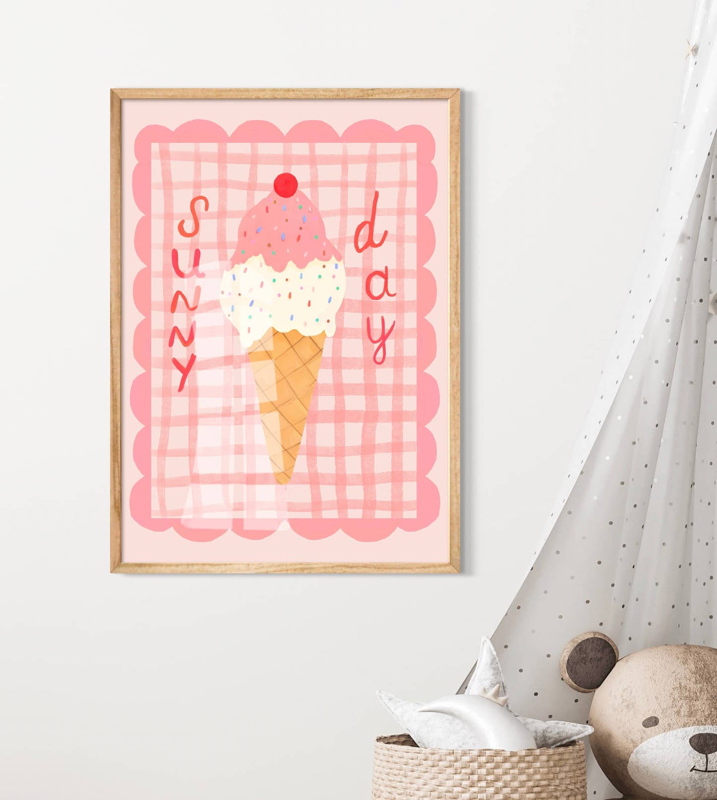 Kate Fox Design – wholesale Art print – Kids & baby – Ice Cream Sunshine, Children’s Room, Bright and Colourful2