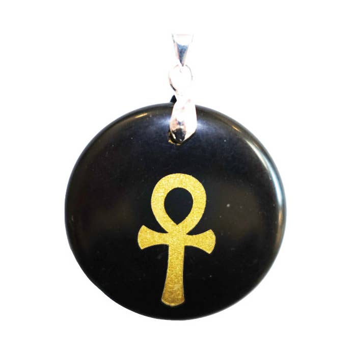 France Mineraux - Wholesale Individual Charm/Pendant - Black Obsidian Ankh Egyptian Cross Pendant0