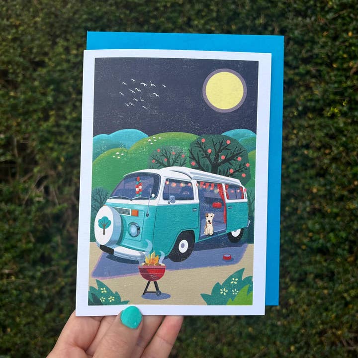 Campervan All Occasions Retro Caravan Blank Card for wholesale by Rocket 68
