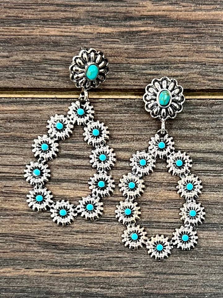 726448, Floral Turquoise Earrings for wholesale by ISAC Trading Inc