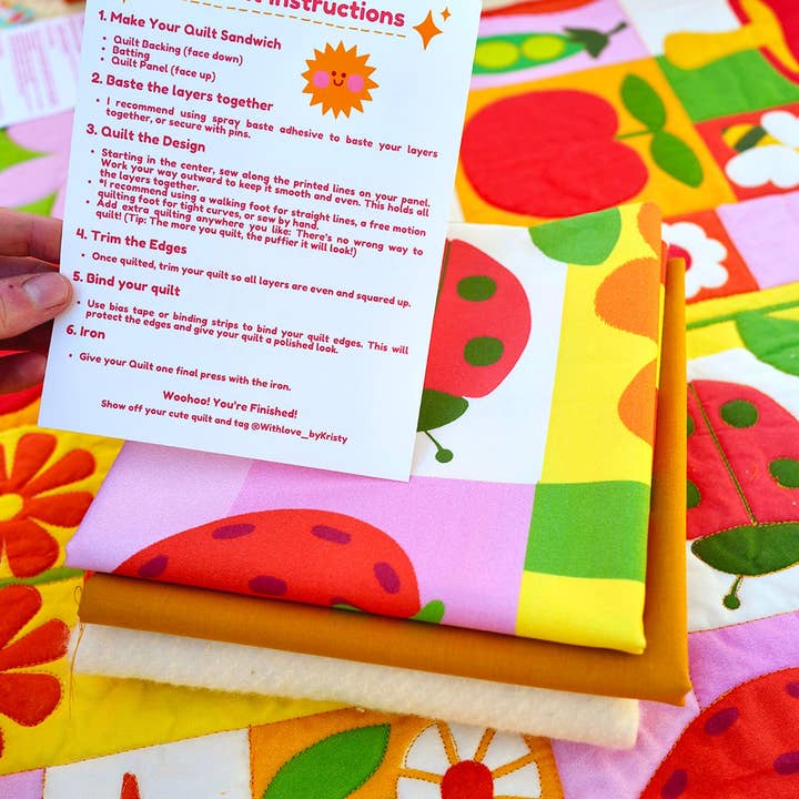 With Love by Kristy - Wholesale Craft Sewing Kit - Beginner Quilt Kit - Garden Charms Quilt Kit - Pink3