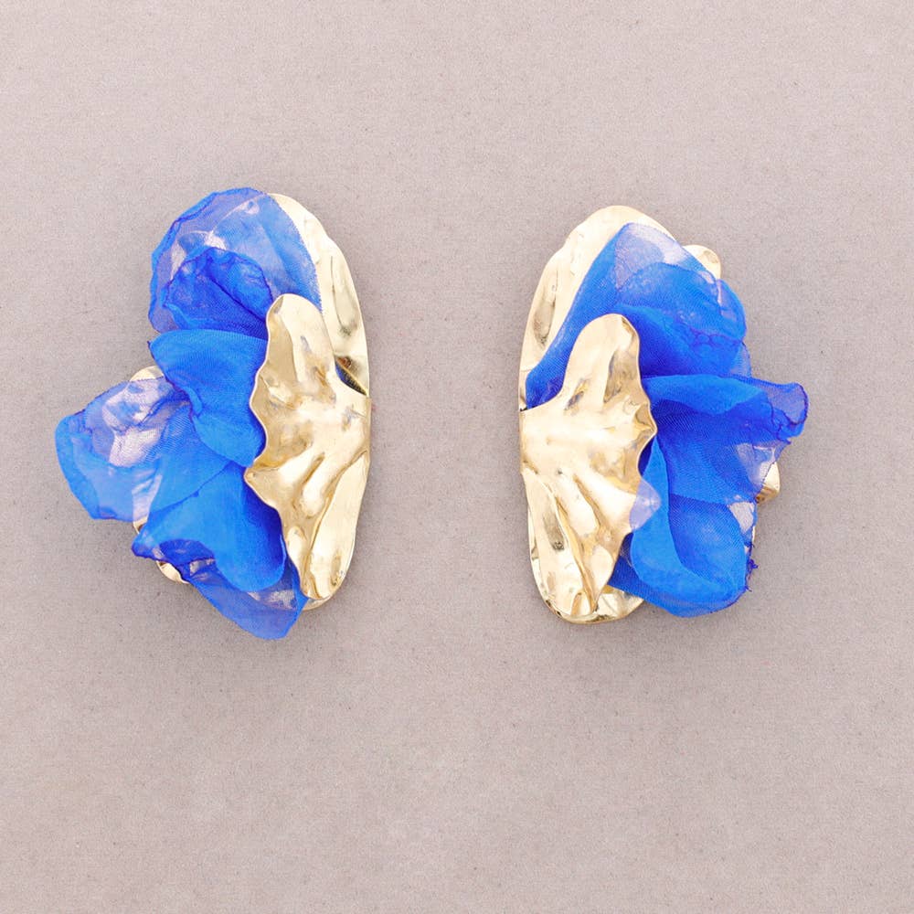 Sonata – wholesale Snap jewellery – Metal Fabric Half Flower Earrings12