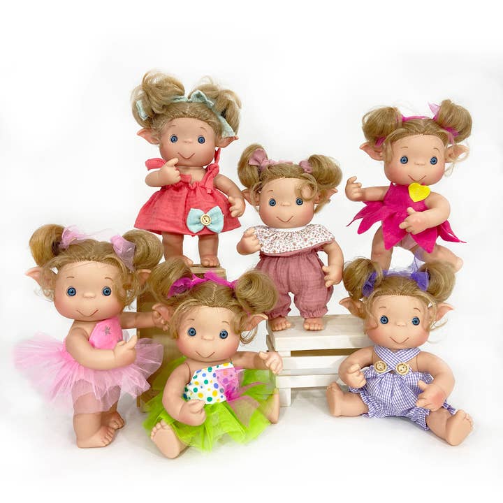 DUENDY DOLL WITH HAIR DISPLAY 8 UNITS for wholesale by Nines Artesanals d'Onil Dolls