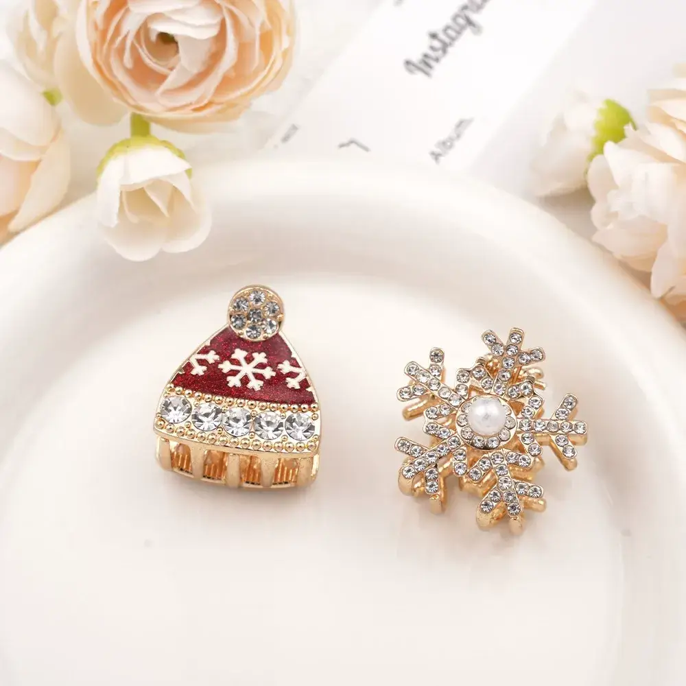 Otterware - Wholesale Hair Clip - Women's - Dainty Rhinestone Christmas Mini Hair Clips - Festive Fun17