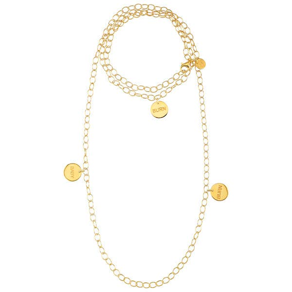 MEDDELANDE KEDJOR -BURN BABY för wholesale av Sylvie Eder Jewelry