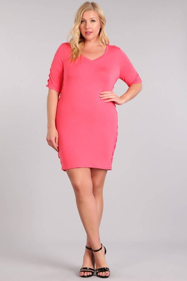 Haute Fox Plus Size & Contemporary - Wholesale Dress - Women's - Plus Size Bodycon Dress - NJ1320P-D0