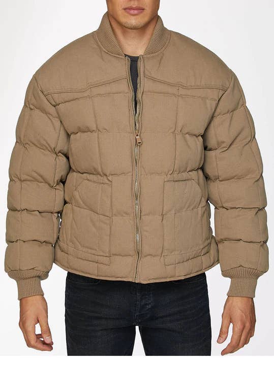 Veste matelassée en toile western RODEO pour homme, kaki pour la vente par Rodeo Clothing