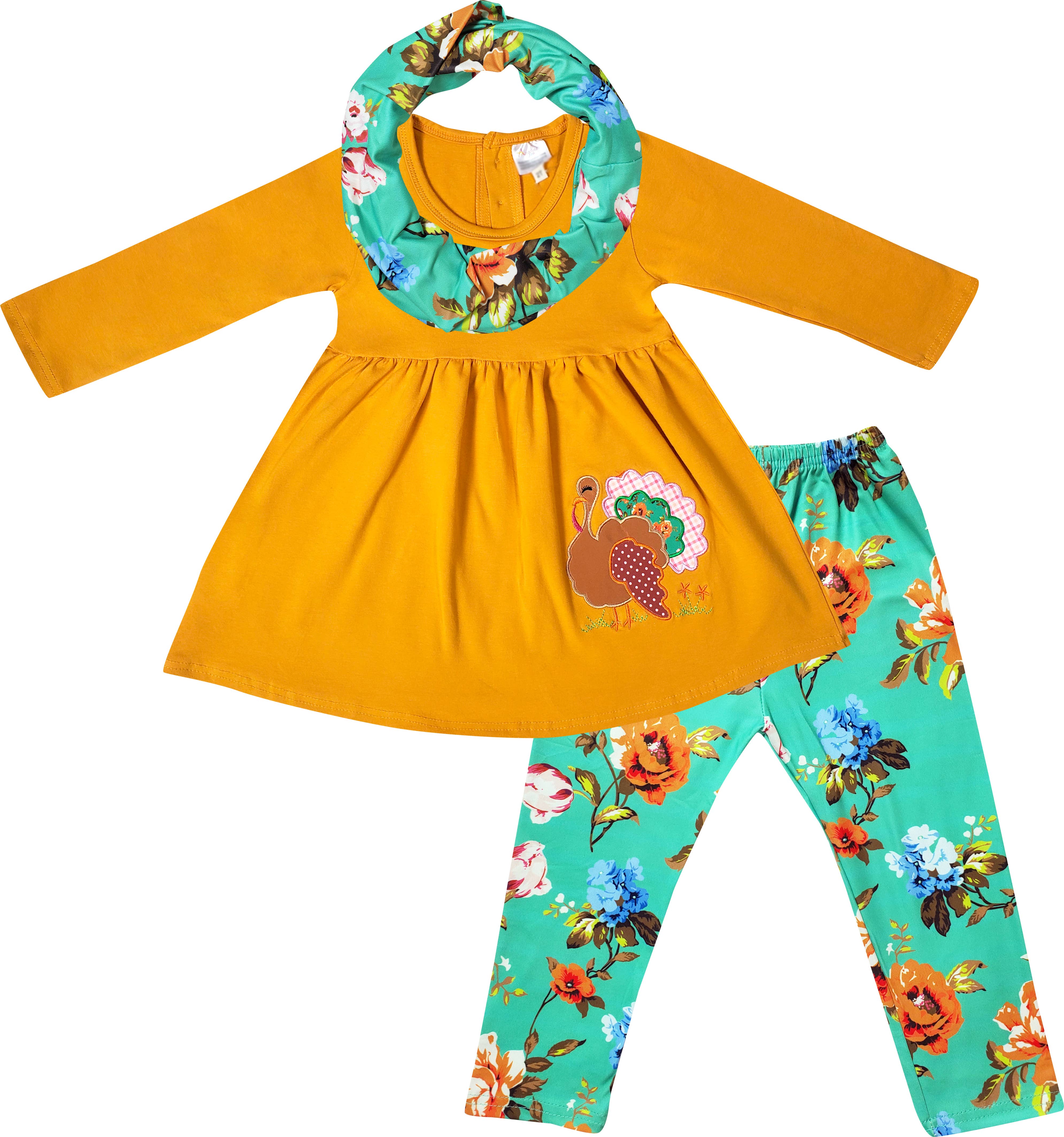Angeline Kids - Wholesale Top & Pant Set - Kids - CLOSEOUT 40pcs Lot Fall Halloween Thanksgiving Scarf Outfit6
