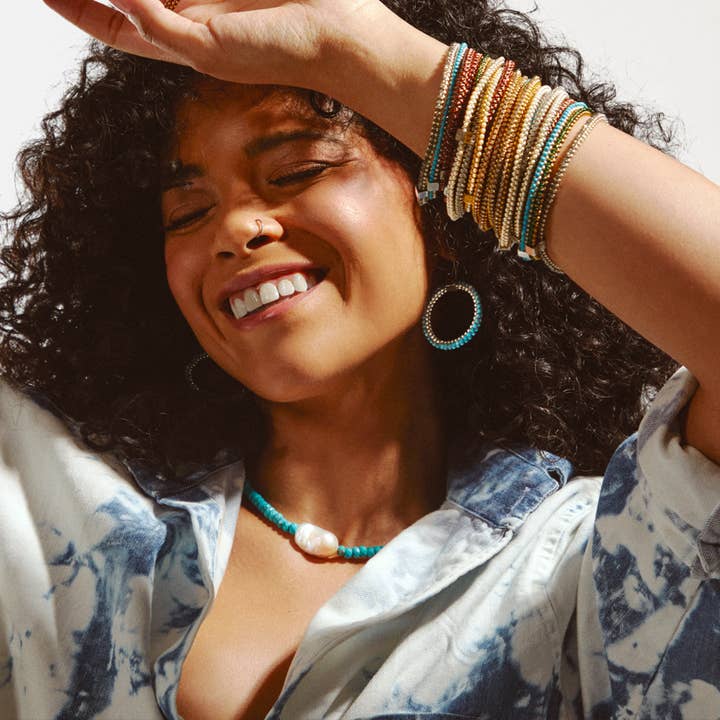 Mignon Faget - Wholesale Beaded/Pearl Necklace - Renaissance Turquoise and Baroque Pearl Necklace3