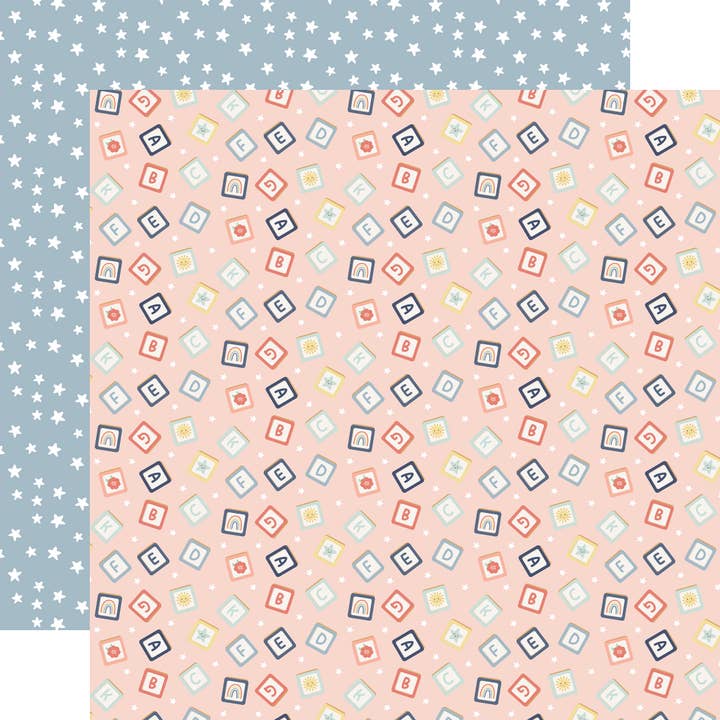 Baby On Board - Girl: Cute ABC Blocks 12x12 Patterned Paper for wholesale by Echo Park Paper Co.