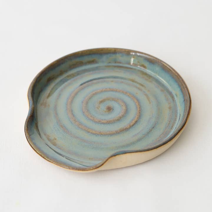 Handmade Ceramic Spoon Rest - Seafoam Blue for wholesale by Katie L Thompson Designs