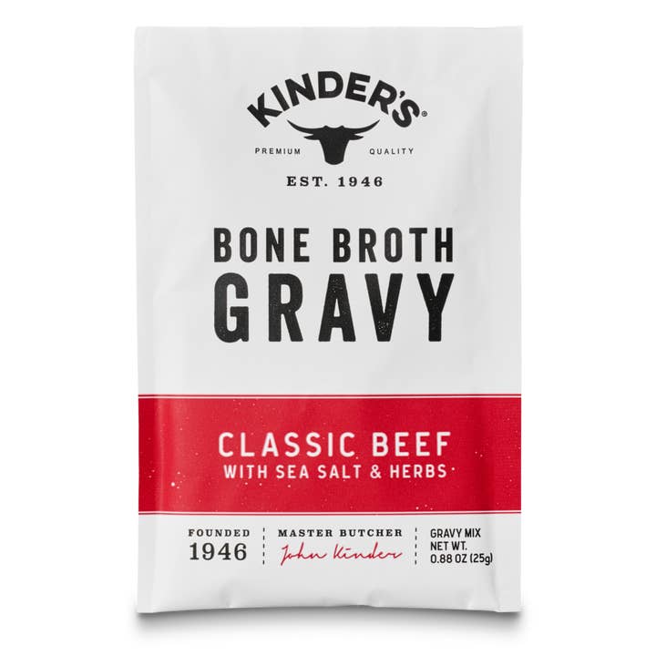 Classic Beef Bone Broth Gravy with Sea Salt and Herbs for wholesale by Kinder's Sauces & Seasonings