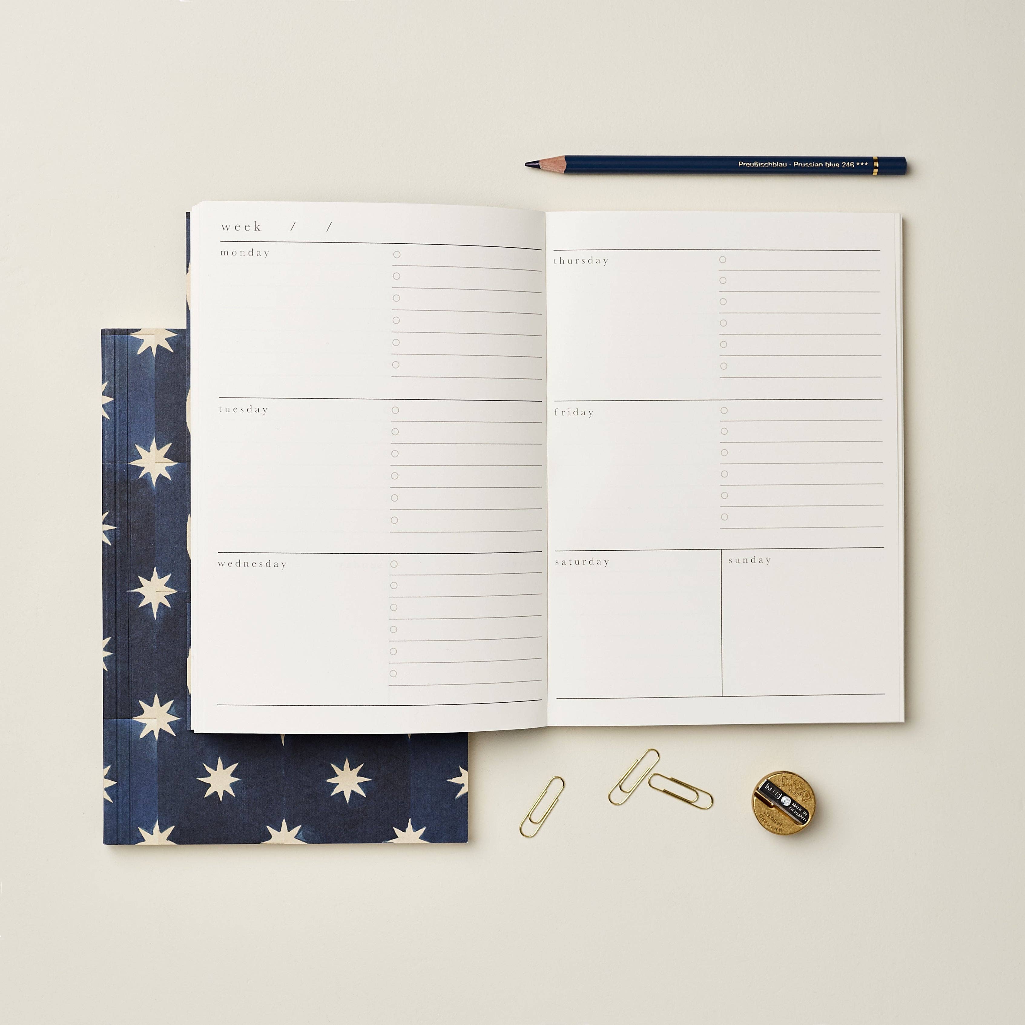 Wanderlust Paper Co - Wholesale Planner - Navy Star Weekly Planner3