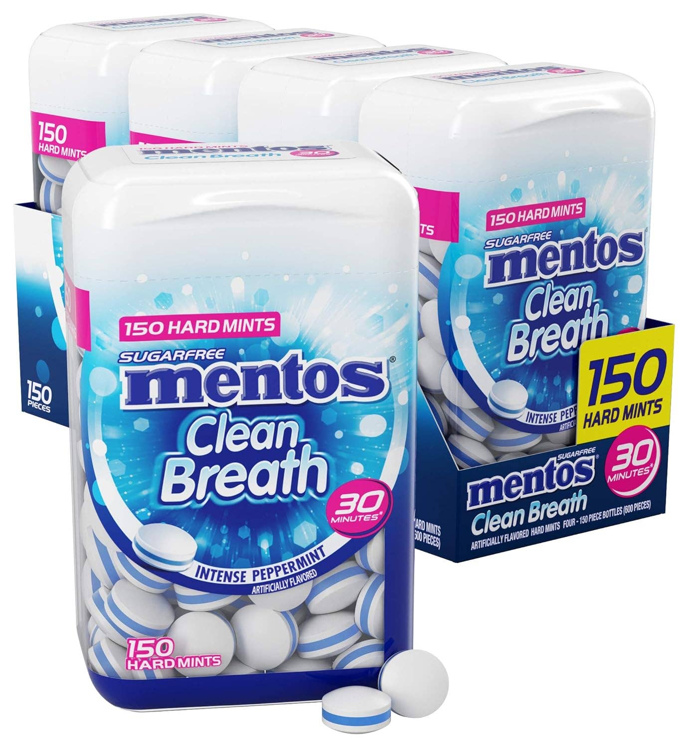 Long Island Candy Factory - Wholesale Mints - Mentos Clean Breath Hard Candy Intense Peppermint 150ct 4 Pack0
