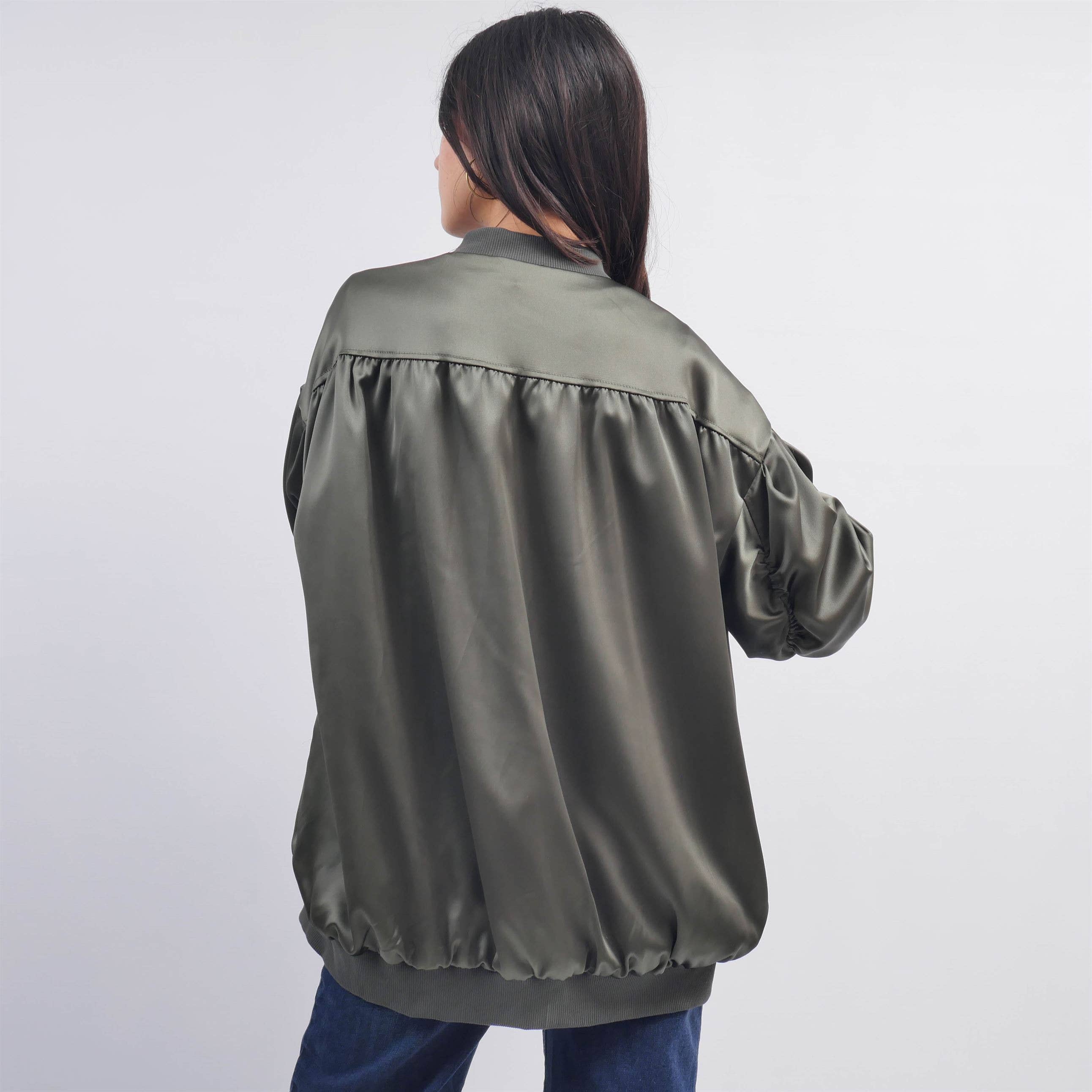 Cecile Wang - Wholesale Jacket - Women's - Satin Zip Jacket MJ840692