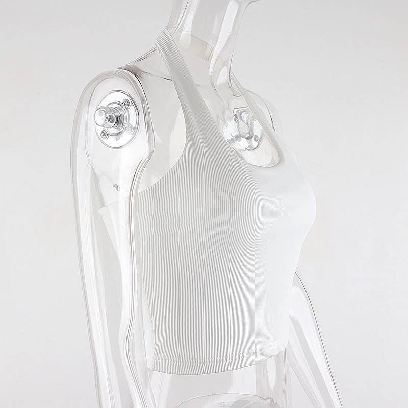 Rosa Clothing - Wholesale Tank Top - Women's - basic halter tank top sleeveless rib knit base vest cami11