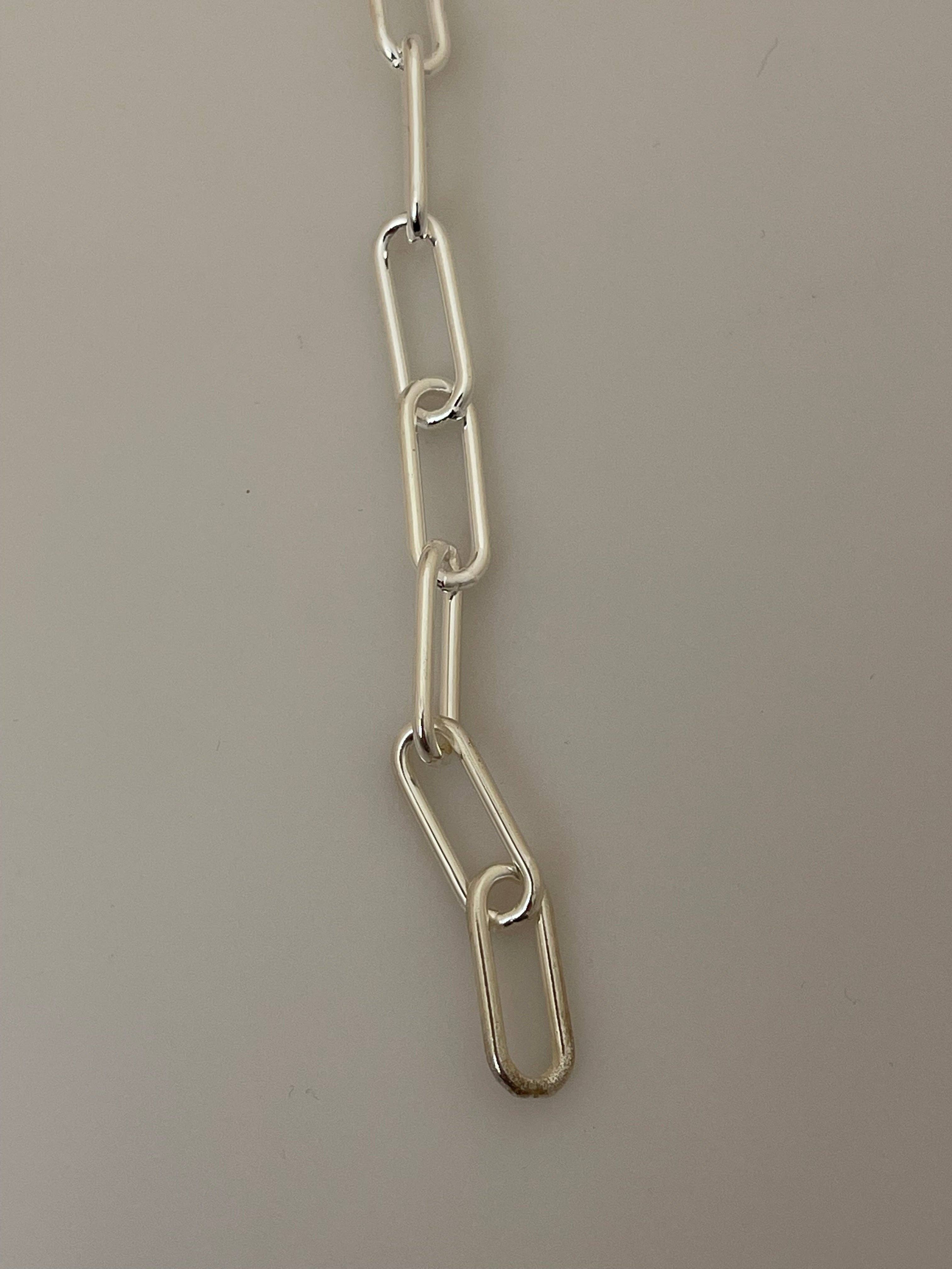 Sterling-Sil 925 Sterlingsilber | Glatte Büroklammerkette | Rechteckige Kette Runddraht | Maschinell gefertigte Kette | Größe 15,5mmX6mm, 1 Fuß für den Großhandel auf Faire3