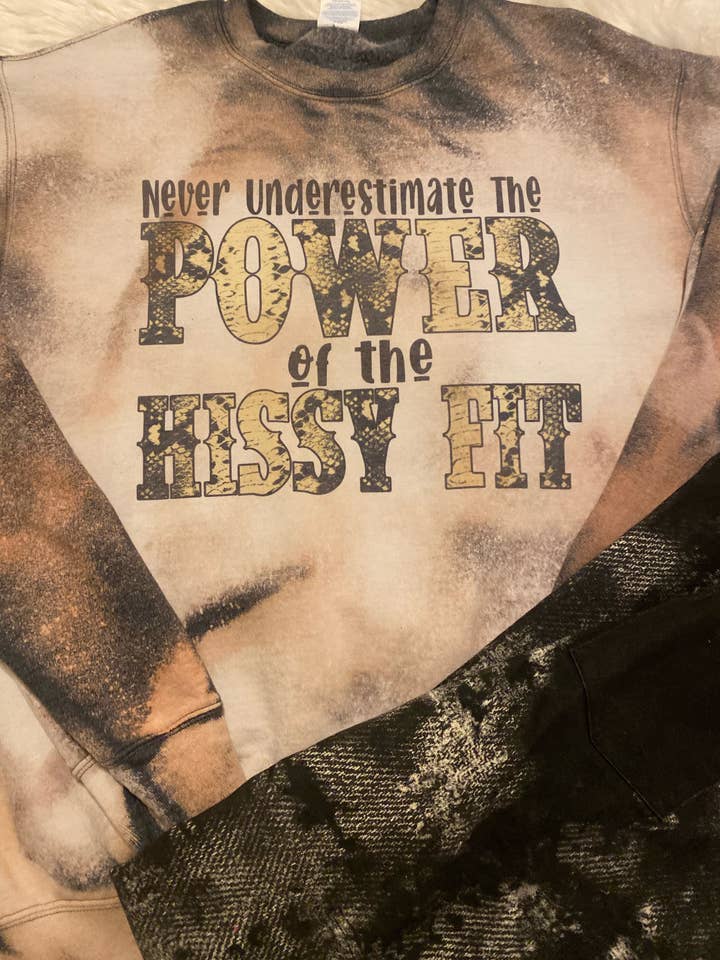 Power of Hissy Fit Snakeskin Print Bleached Sweatshirt for wholesale by Neat Creations