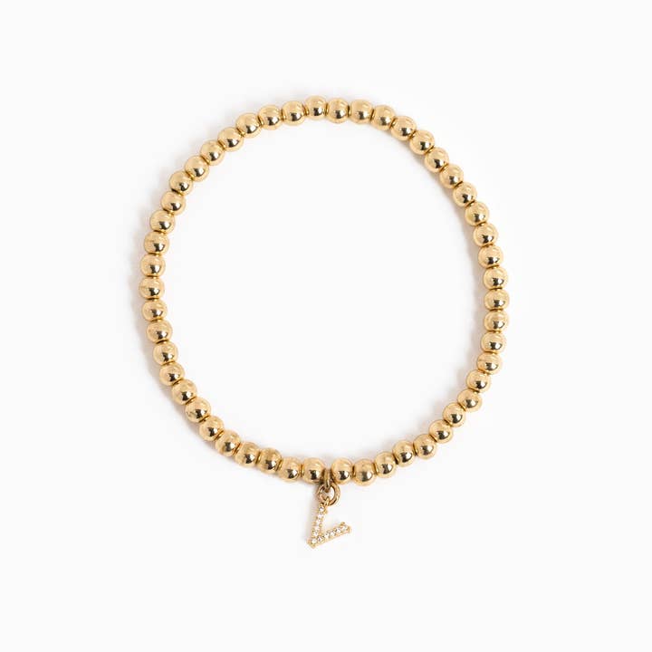 Sessori - Wholesale Charm/Dangle Bracelet - CZ Pave Letter Initial Stretch Bracelet20