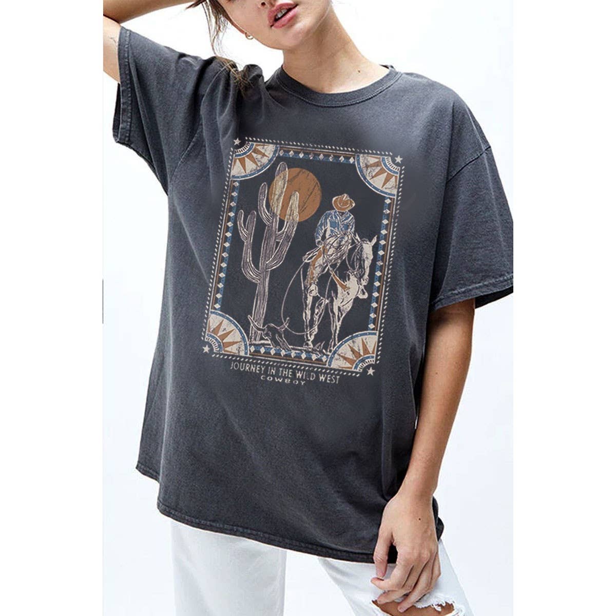 HRTandLUV - Vendita all'ingrosso Tunica - Donna - TOP GRAFICO MINERALE OVERSIZE VIAGGIO NEL SELVAGGIO WEST1