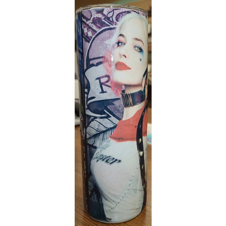 Unique Custom Tumblers by Ashley – copos e garrafas térmicas por atacado – Copo Magro de Sublimação Harley Quinn & Joker 20oz