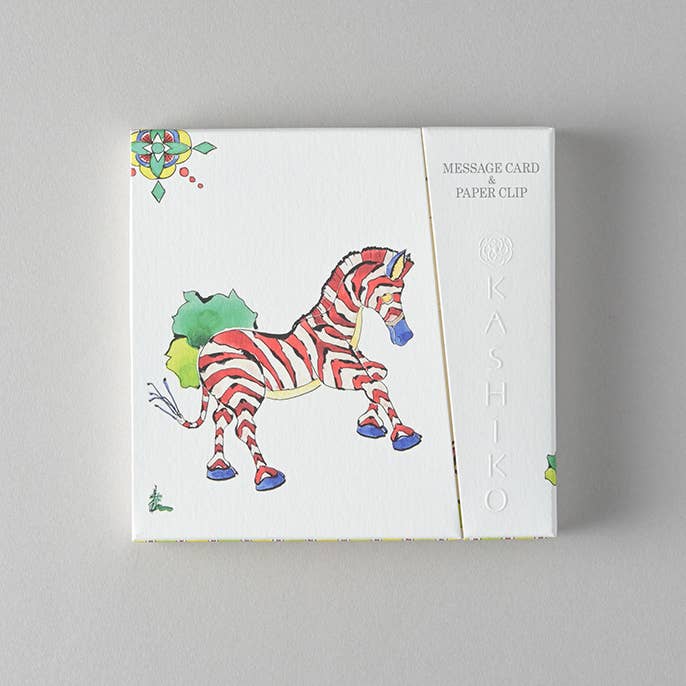 KASHIKO - Wholesale Stationery/Notecard Set - Message Card And Paper Clip [Zebra]0