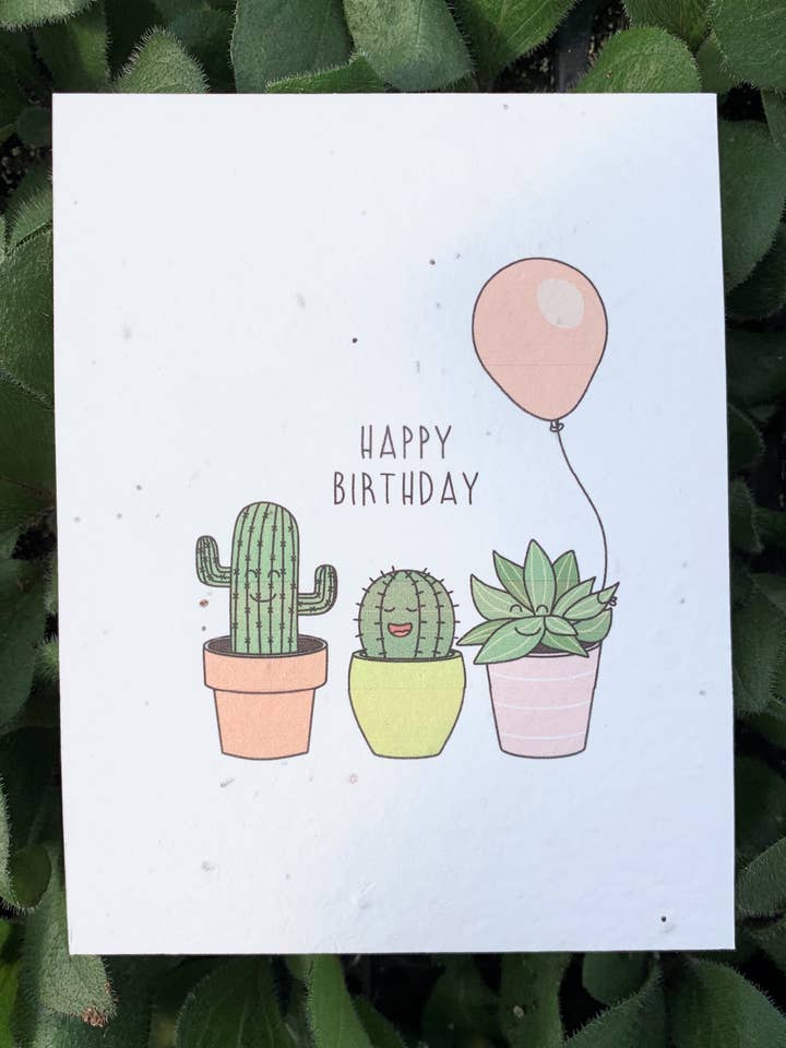 Plantable Card: Happy Birthday Cute Plants for wholesale by Seeds of Paper