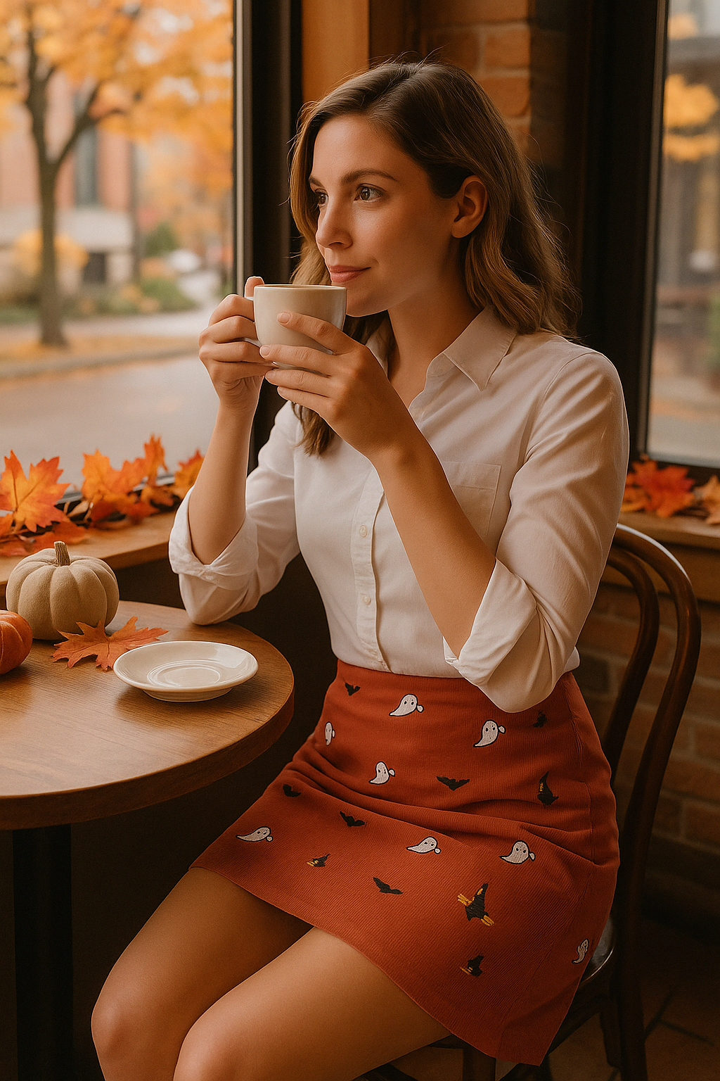 Rood Ali Rokje Corduroy Nantucket rood met Ghost Bat & Witch 19" voor groothandel op Faire2