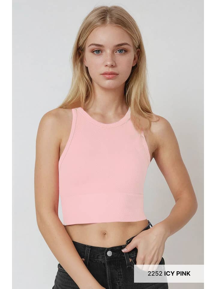 NIKIBIKI - Wholesale Knit Top - Women's - NS7933 - Chevron Highneck Crop Top