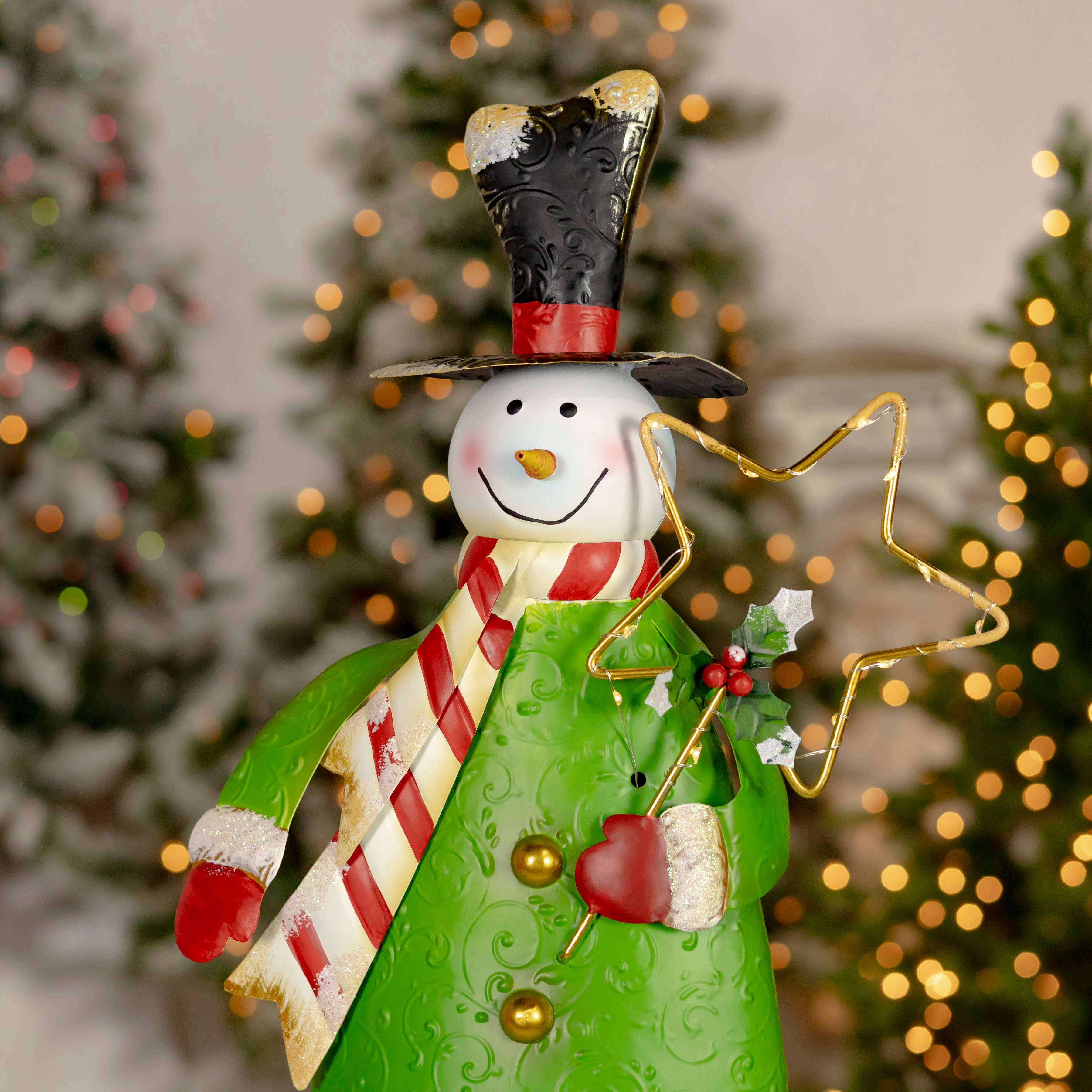 Zaer Ltd. International - Wholesale Christmas Decoration - 21.5" Tall Metal Snowmen Decorations & LED Lights - 2 Asstd.2
