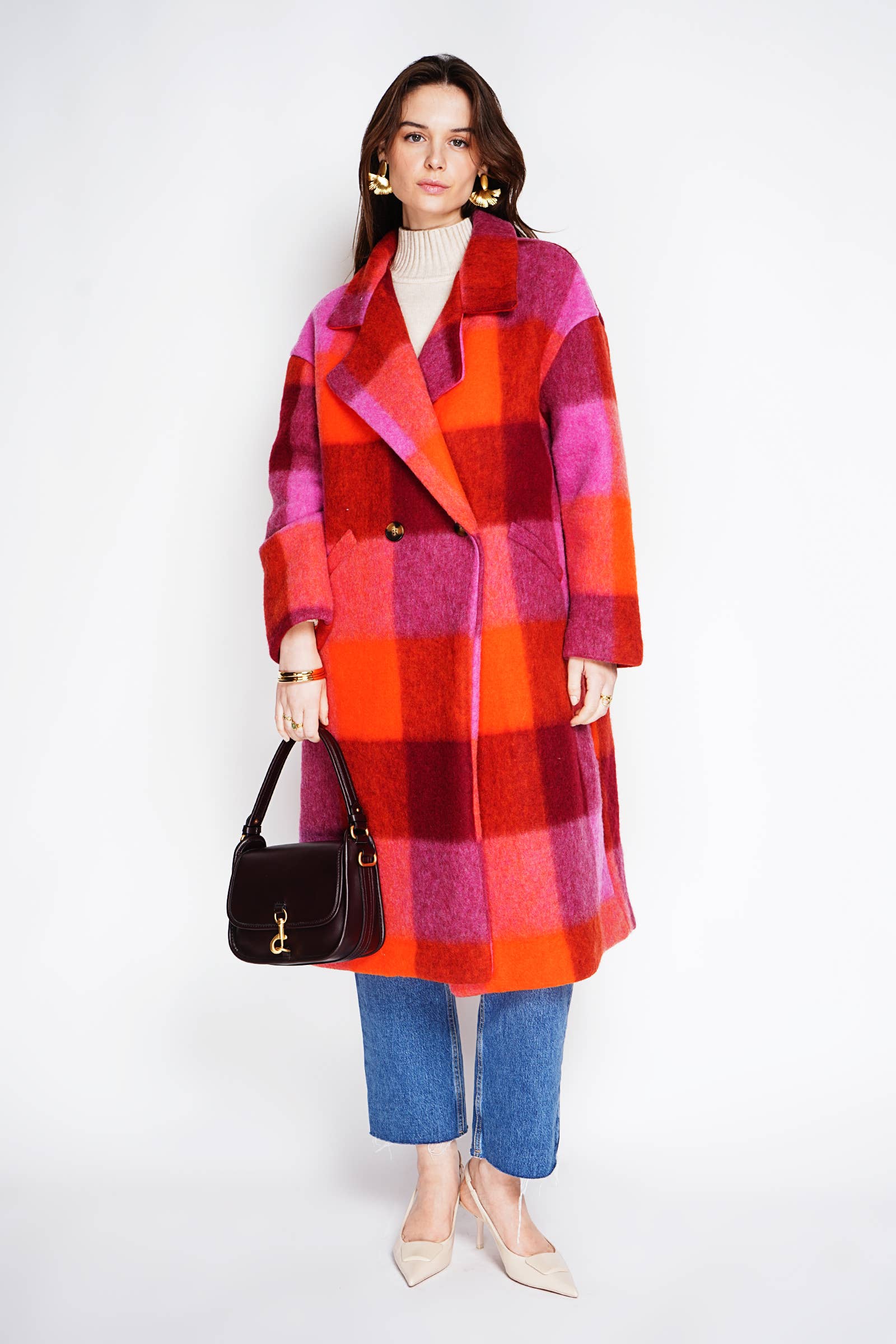 NOELINE - Wholesale Coat - Women's - Plaid wool coat 60705-513