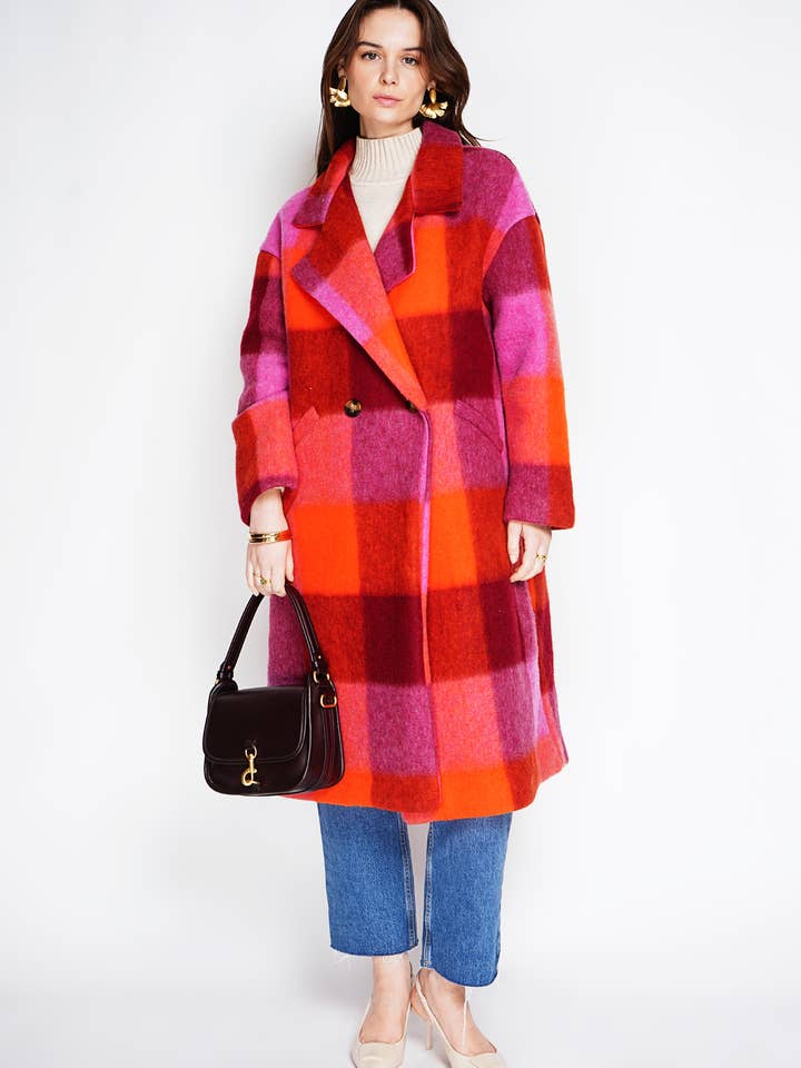 NOELINE - Wholesale Coat - Women's - Plaid wool coat 60705-513