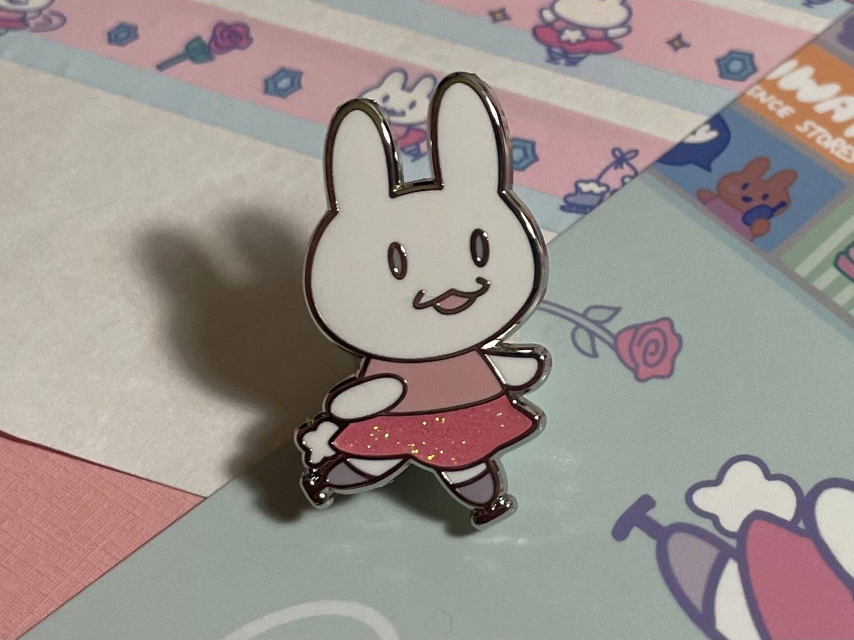 Courtney Elizabeth Studio - Wholesale Lapel Pin/Button - Gizmo The Figure Skating Bunny Hard Enamel Pin3