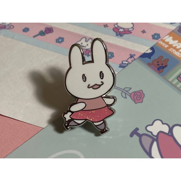 Courtney Elizabeth Studio - Wholesale Lapel Pin/Button - Gizmo The Figure Skating Bunny Hard Enamel Pin3