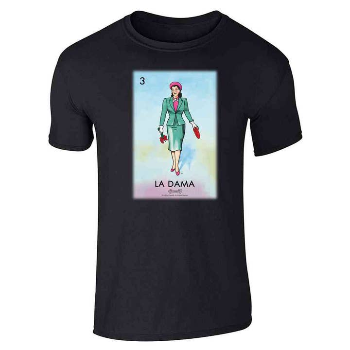 Maglietta unisex da donna La Dama Loteria con carta da bingo messicana per la vendita all'ingrosso da parte di Pop Threads