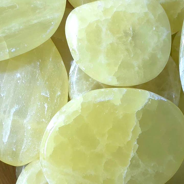Lemon Calcite Palm, Flats - 1-6 KG Lots for wholesale by Jensen Rocks