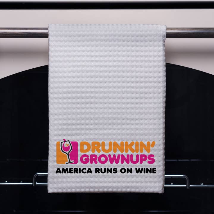 Chris’s Stuff Inc. – wholesale Tea towel – Drinkin' Grownups Embroidered Kitchen Towel3