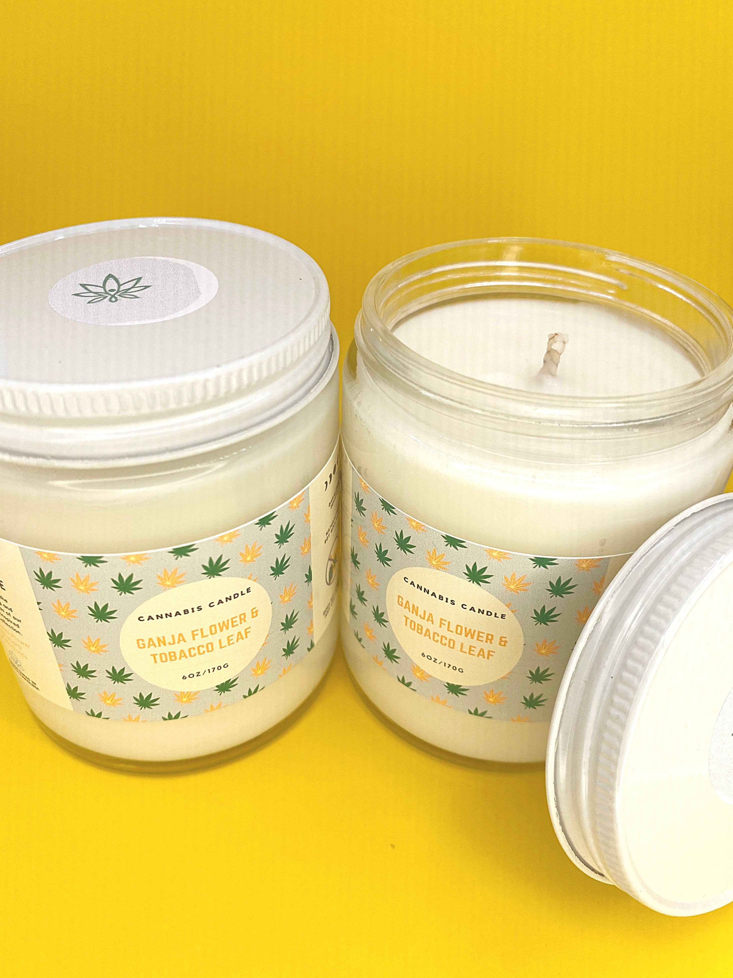 Daralyn's Designs – Vela em jarro/copo por atacado – Vela de cannabis | 6oz | Cera de cânhamo6