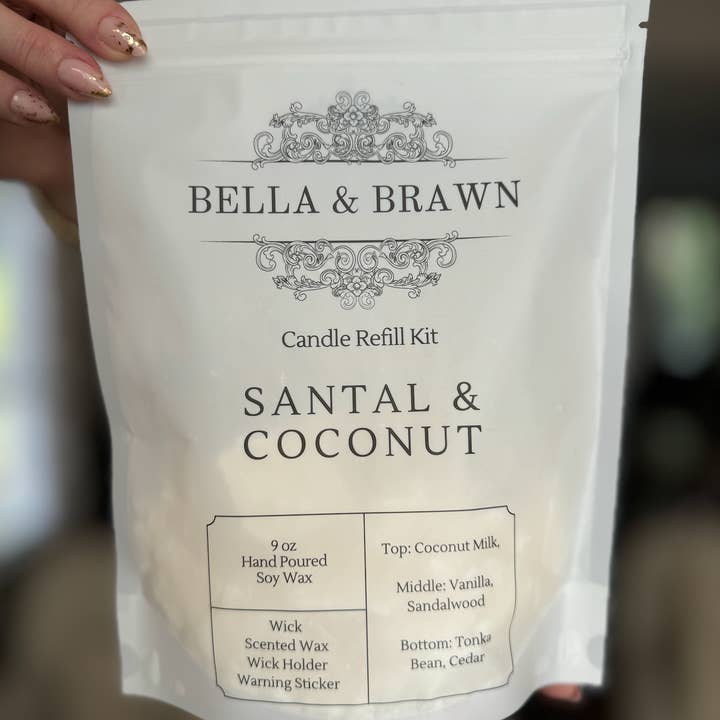 Bella & Brawn - Vendita all'ingrosso Cialde di cera - Santal & Coconut - Kit di ricarica per candele